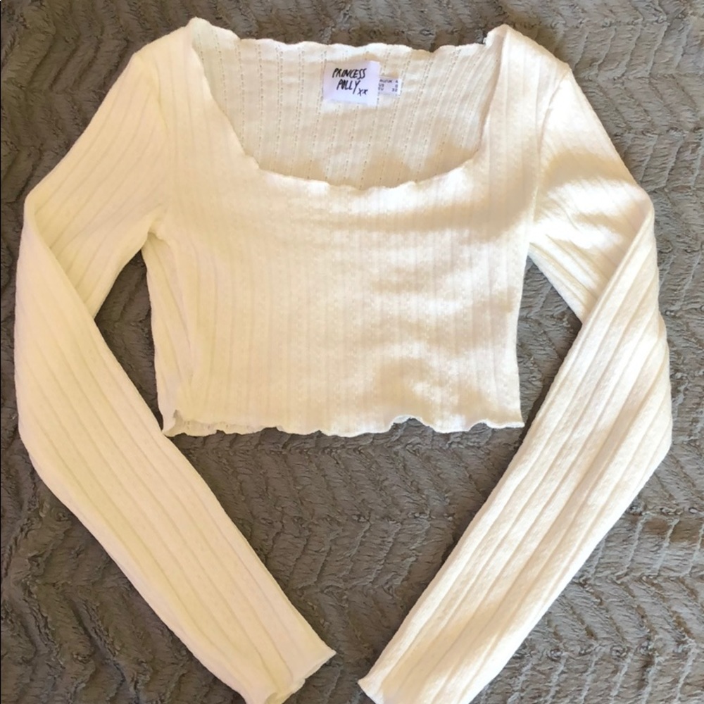 Princess Polly White Crop Long Sleeve